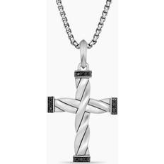 Jewelry David Yurman Sterling Silver Dy Helios Black Diamond Cross Pendant Silver/Black