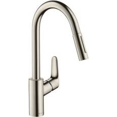 Armatur Hansgrohe Focus M41 Brushed Steel sBox Pullout Kitchen Sink Mixer Tap Chrome