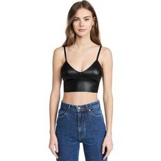 Leather - Women Bras Commando Women's Faux Leather Longline Bralette, Black