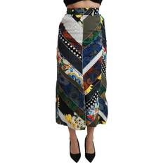 Midi Skirts - Multicolored Dolce & Gabbana Multicolor Silk Geometric High Waist Maxi Women's Skirt