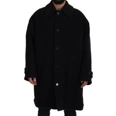 Dolce & Gabbana Quilted Jackets Dolce & Gabbana Black Alpaca Button Down Trench Coat Men's Jacket