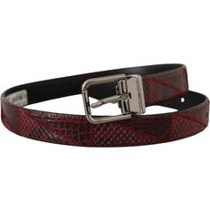 Dolce & Gabbana Red Exotic Leather Metal Logo Buckle Belt