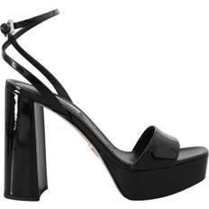 Prada Skor Prada Black Patent Sandals Ankle Strap Heels Leather EU41/US10.5