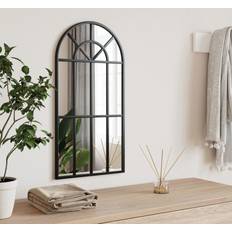 vidaXL Black Glass Powder-coated Iron 11.8x23.6 in Wall Mirror