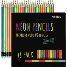 Graphite Pencils Cool Bulk Neon Pencils 2 Pre-Sharpened Non-Toxic Wood Pencils For Kids And Adults With Multicolor 48 Count Pack of 1