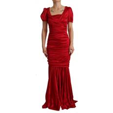 Dolce & Gabbana Red Silk Stretch Sheath Mermaid Gown Dress IT40