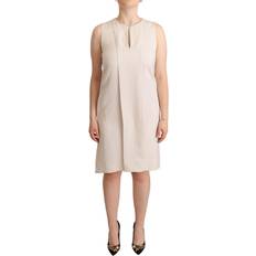 Beige - Herre Kjoler Peserico Peserico Beige Sleeveless Round Neck Knee Length Shift Dress IT42