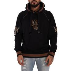 Leopard - Men Jumpers Dolce & Gabbana Black Brown Leopard Cotton Hooded Pullover Sweater IT44