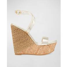 Gray - Men Espadrilles Stuart Weitzman Women's 5050 Raffia Wedge Sandals Platinum Grey