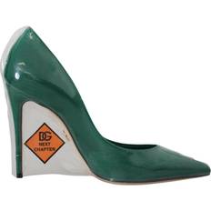 Dame - Grønne Pumps Dolce & Gabbana Green Leather Heels Pumps Plastic Shoes EU38.5/US8