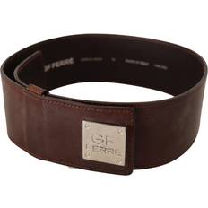 Gianfranco Ferre GF Ferre Brown Genuine Leather Wide Logo Buckle Waist Belt