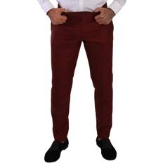 Cashmere - Men Trousers Dolce & Gabbana Red Cashmere Silk Dress Men Trouser Pants IT50