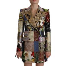 Leopard Blazers Dolce & Gabbana Multicolor Double-Breasted Patchwork Jacquard Blazer Jacket IT36