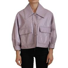 Dolce & Gabbana Women Jackets Dolce & Gabbana Purple Cotton Button Down Cropped Women's Jacket