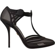 Dolce & Gabbana Heels & Pumps Dolce & Gabbana Black Mesh T-strap Stiletto Heels Pumps Shoes