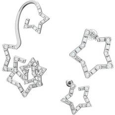 Swarovski Stella ear cuff, Set 3 Mixed cuts, Star, White, Rhodium plated