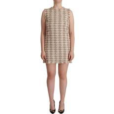 Beige - Herre Kjoler Dolce & Gabbana Beige Checkered Sleeveless Mini Shift Dress IT40