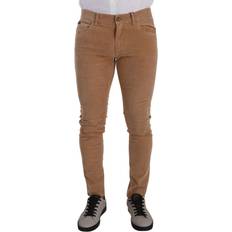 Corduroy - Men Jeans Dolce & Gabbana Brown Corduroy Cotton Skinny Slim Fit Jeans IT48