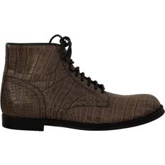 Dolce & Gabbana Lace Boots Dolce & Gabbana Gray Crocodile Leather Derby Boots