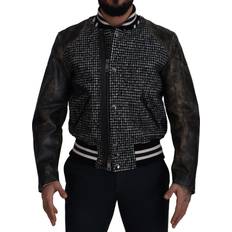 Dolce & Gabbana Bomber Jackets Dolce & Gabbana Black Houndstooth Polyester Bomber Men's Jacket