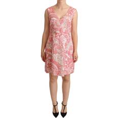 XXXS Dresses Dolce & Gabbana Pink Floral Jacquard Pleated Sheath Women's Dress