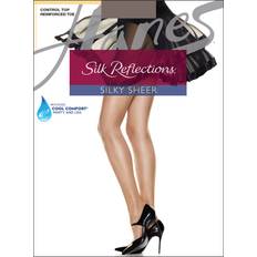 Silver - Women Pantyhose & Stay-Ups Hanes Silk Reflections Control Top Reinforced Toe Pantyhose Quicksilver CD Women's