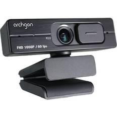 Archgon Webcam Full HD 1080P/60fps Streaming Low-Light Correction Wide-Angle Lens Webcam with Dual Omni-Directional Microphone, Privacy Cover and