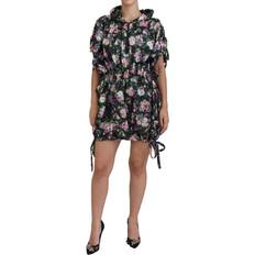 Svarte - XXXS Kjoler Dolce & Gabbana Black Floral Print Short Sleeves Mini Dress IT40