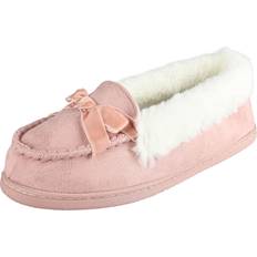 Micro Suede Moccasin Indoor Outdoor Slipper Shoe - Dusty Pink