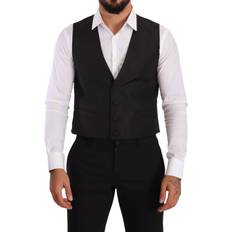 Man - Wool Vests Dolce & Gabbana Gray Silk Slim Fit Waistcoat Formal Vest IT48