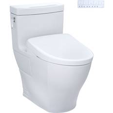 Toilets Toto WASHLET Aimes One-Piece Elongated 1.28 GPF Toilet with Flush S7A Contemporary Bidet Seat White MW6264736CEFGA#01