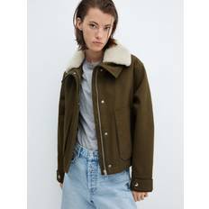 Mango Jakker Mango Parka With Detachable Fur-Effect Collar - Green