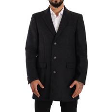 Men - Wool Jackets Dolce & Gabbana Dark Gray Wool Over Trench Coat Men Men's Jacket