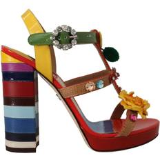 Dame - Multifargete Sandaletter Dolce & Gabbana Multicolor Crystals Ankle Strap Heels Sandals Shoes EU38.5/US8