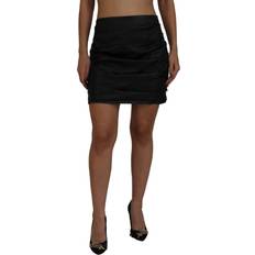 Leather - Midi Skirts Dolce & Gabbana Black Lambskin Leather A-line Mini Women's Skirt