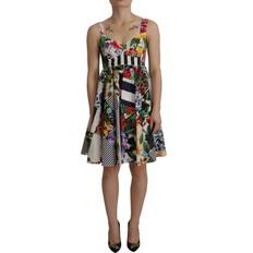 Elastane/Lycra/Spandex - Men Dresses Dolce & Gabbana Multicolor Pachwork Poplin Floral A-Line Mini Flared Dress IT46