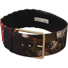 Florals Belts Dolce & Gabbana Multicolor Wide Leather Floral Gold Metal Buckle Belt