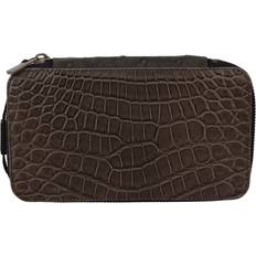 Dolce & Gabbana Väskor Dolce & Gabbana Gray Skin Leather Vanity Case Toiletry Shaving Bag