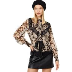 Ted Baker Damen Bekleidung Ted Baker Alness Lace-Trimmed Chiffon Blouse Brown