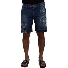 Dolce & Gabbana Blue Denim Cotton Stretch Majolica Shorts IT44