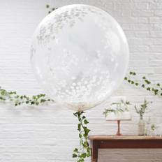 Plastic Foil Balloons Ginger Ray Beautiful Botanics White 36" Confetti Balloons Set of 3