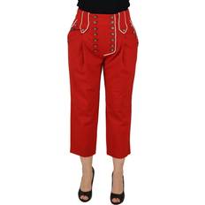 Women - Wool Jeans Dolce & Gabbana Red Button Embellished High Waist Women's Pants