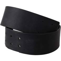 GF Ferre Black Genuine Leather Wide Logo Waist Belt