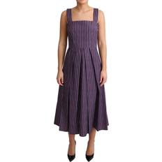 Dolce & Gabbana Purple Striped Cotton A-Line Stretch Dress IT42