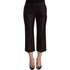 Svarte - XXXS Bukser & Shorts Dolce & Gabbana Black 100% Silk Flared Cropped Pants IT42