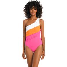 Nylon Swimsuits La Blanca Women's Shirred One Shoulder One Piece Swimsuit Tangerine Tangerine