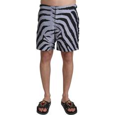 Dolce & Gabbana Grey Swimwear Dolce & Gabbana Gray Zebra Print Beachwear Shorts IT4