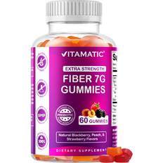 Vitamatic Fiber Gummies, Extra Strength, Natural Blackberry, Peach, & Strawberry 60