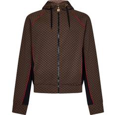 Neoprene Outerwear Balmain Mini monogrammed neoprene jersey sports jacket brown