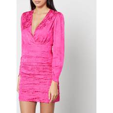 Rixo Golden Silk-Blend Mini Dress Pink